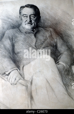 Cecil Rhodes signierte Porträt. Cecil John Rhodes DCL (* 5. Juli 1853–26. März 1902) war ein britischer Geschäftsmann, Bergbaumagnat und Politiker in Südafrika. Stockfoto