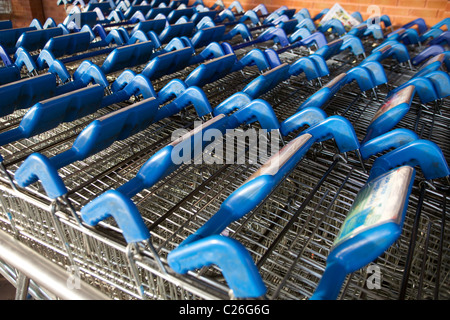 Supermarkt geparkt Einkaufswagen Salisbury England UK Stockfoto