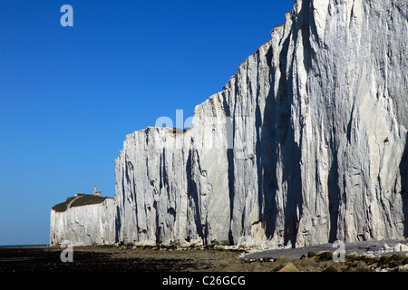 Blick auf die 7 Schwestern weiße Kreide Klippen Beachy Head Sussex Küste Ärmelkanal Stockfoto