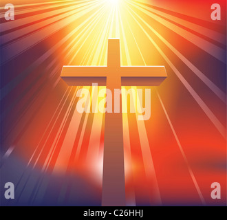 Ein super dramatische christliches Kreuz in Licht getaucht Stockfoto