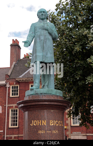 Statue von John Biggs in Leicester, Leicestershire, England. Stockfoto