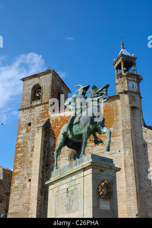 Reiterstandbild, Pizarro, Trujillo, Caceres, Spanien Stockfoto