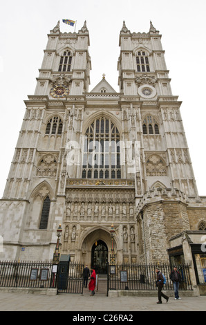 Westminster Abbey Westeingang, London Uk. Wo Prinz William und Kate Middleton sind verheiratet. Stockfoto