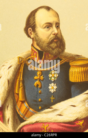 Wilhelm III. der Niederlande (1817-1890) auf Kupferstich aus dem Jahr 1868. König der Niederlande. Stockfoto