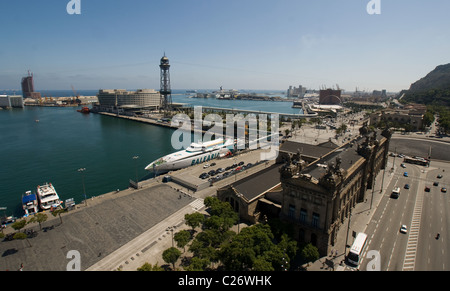 Barcelona. Luftbild aus der Spalte "Columbus" gesehen. Stockfoto