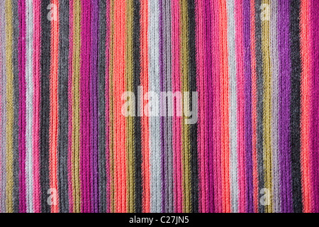 Nahaufnahme Hintergrundtextur gestreifte gestrickte Textur Stockfoto