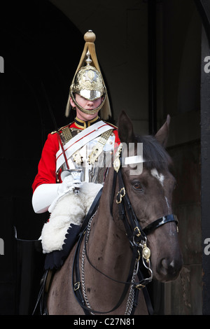Bademeister der Haushalt Kavallerie entlang Whitehall auf Horse Guards Parade montiert Stockfoto