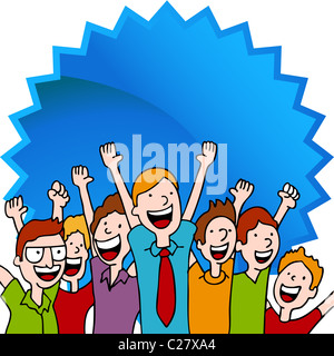 Ein Bild von einer Gruppe von Männern, die gemeinsam mit erhobenen Arms. Stockfoto