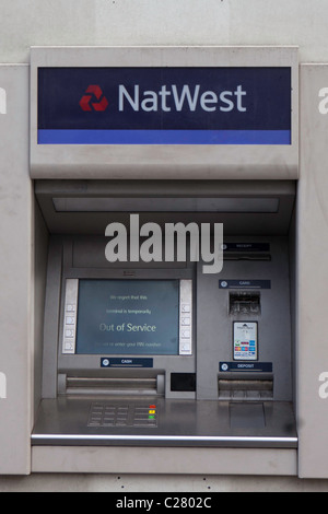 Out of Service Nat West Bank ATM Cash point Maschine. Stockfoto