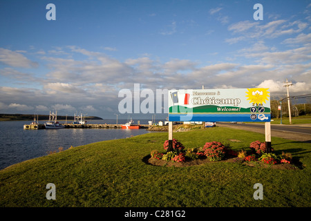 Malerische Acadian Stadt von Cheticamp auf Westküste der Kap-Breton-Insel, Neuschottland, Kanada Stockfoto