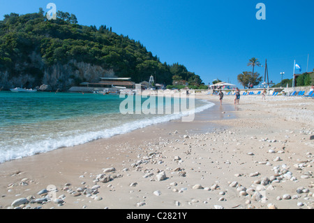 Korfu, Griechenland. Oktober. Blick auf einen der Strände bei Paleokastritsa, Palaiokastritsa. Stockfoto