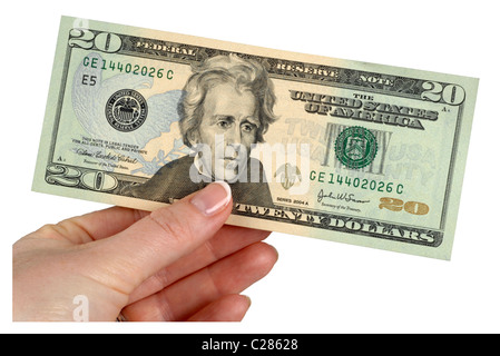 20 Dollar-Note, Dollar, Geld, amerikanischen Banknoten Stockfoto