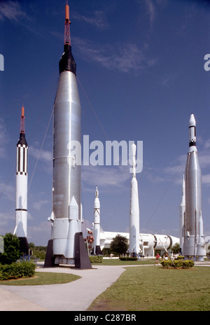 Raketen auf dem Display an der John F. Kennedy Space Center, Florida, USA Stockfoto