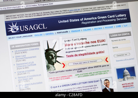 USAGCL Website - Vereinigte Staaten von Amerika Greencard Lotterie - in portugiesischer Sprache Stockfoto