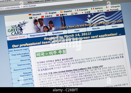 Webseite der USA Green Card Lotterie - in Koreanisch Stockfoto