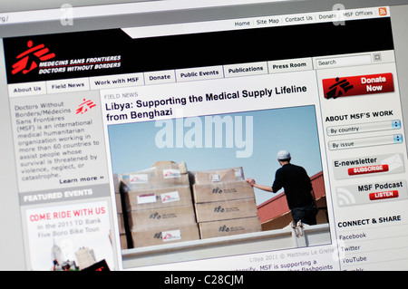 Ärzte ohne Grenzen-Webseite Stockfoto