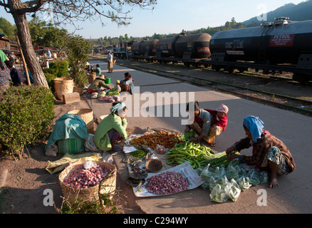 Mindayik Bahnhof. Thazi, Shwenyaung-Bahn-Linie. Myanmar Stockfoto