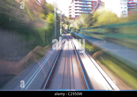 Eine wunderschöne Aussicht auf Barcelona in einem Vallvidrera Standseilbahn. Stockfoto