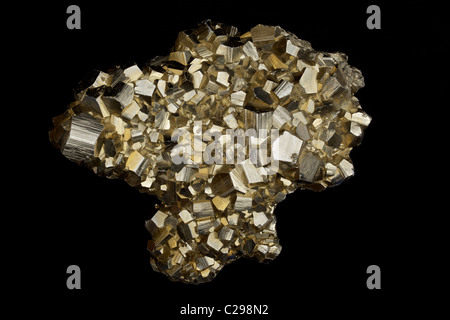 Pyrit (FeS2) (Eisen Sulfid) - im Volksmund bekannt als "Katzengold" - früher bei der Herstellung von Schwefelsäure Stockfoto