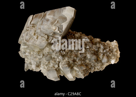 Calcit (Ca CO3 - Calciumcarbonat) mit Pyrit und Markasit - Conco Mine - North Aurora - Kane County - Illinois - USA Stockfoto