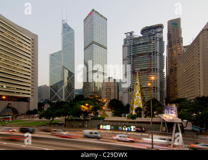 Asien, China, Hongkong, Central, Statue square Dämmerung Stockfoto