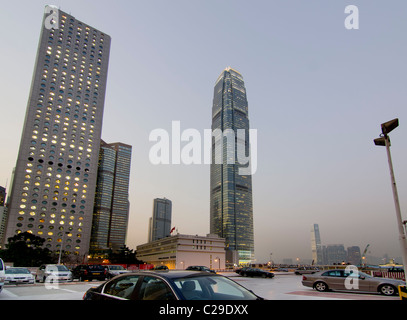 Asien, China, Hongkong, Central, IFC Tower Dämmerung Stockfoto