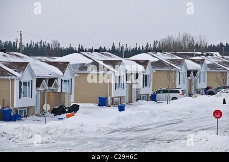 Häuser Cree native Gemeinschaft von Mistissini nördlichen Quebec Kanada Stockfoto