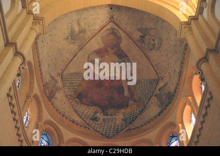 Fresko Gemälde Uder Kuppel des Inneren des Heiligen Herzen Basilika Paray le Mondial Burgund Frankreich Stockfoto