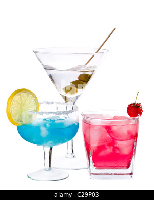 Tropische Drinks isoliert auf weißem Hintergrund Stockfoto