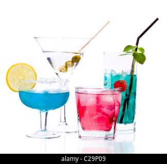 Tropische Drinks isoliert auf weißem Hintergrund Stockfoto