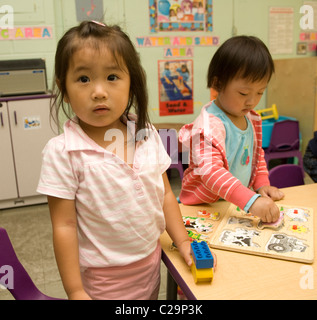 Kindergarten Klassenzimmer auf der Lower East Side von Manhattan, NYC. Stockfoto