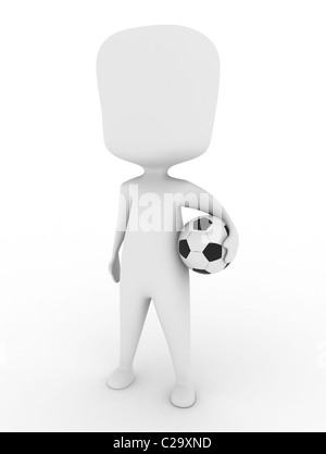 3D Abbildung eines Mannes mit einem Fußball Stockfoto