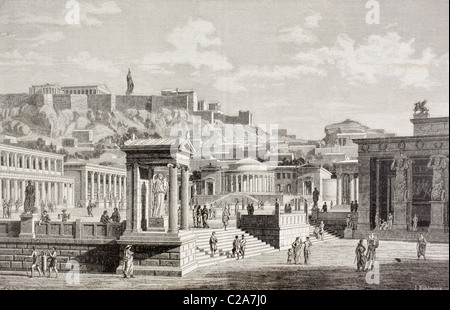 Imaginären Blick auf den Marktplatz oder die Agora in Athen, Griechenland. Stockfoto