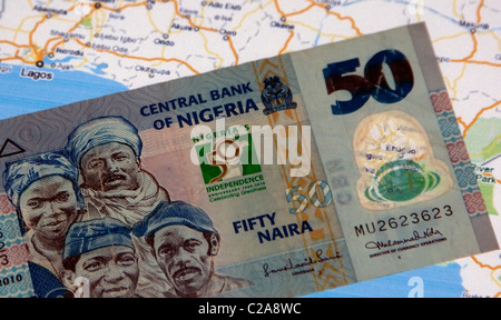 Nigerianische Banknote - 50 Naira Stockfoto