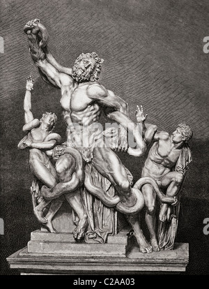 Abbildung nach der Statue Laokoon und seine Söhne zugeschrieben Bildhauer Agesander, Polydoros und Athenodoros von Rhodos. Stockfoto