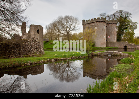 Whittington Castle, Whittington, Shropshire, von der Hauptstraße aus gesehen. Stockfoto