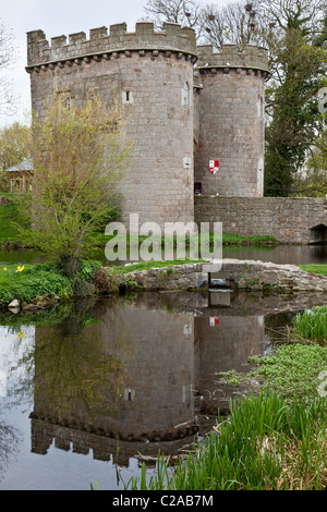 Whittington Castle, Whittington, Shropshire, von der Hauptstraße aus gesehen. Stockfoto