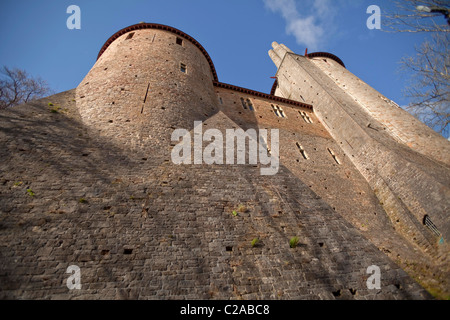 Außenansicht einer Festungsstadt Turm mittelalterliche Burg Castell Coch Cardiff Wales 117323 Castell Coch Stockfoto