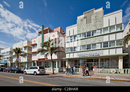 Ocean Drive Hotels, South Beach, Miami Stockfoto