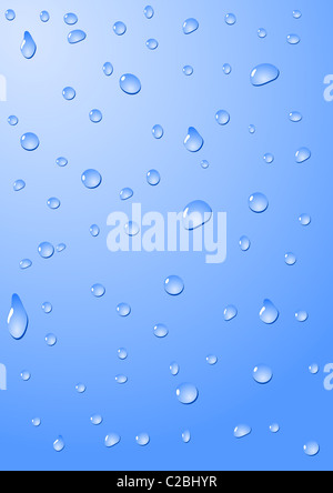Frischen Wassertropfen auf blauem Hintergrund Stockfoto