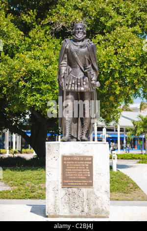 Juan Ponce De Leon Statue, Miami Stockfoto