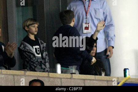 VICTORIA BECKHAM BROOKLYN BECKHAM ROMEO PROMIS BEI LA GALAXY V PHILADELPHIA UNION MLS FUßBALL MATCH CARSON LOS ANGELES CALI Stockfoto