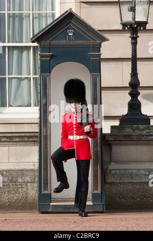 Ein Grenadier Wachablösung am Buckingham Palace, London. Stockfoto