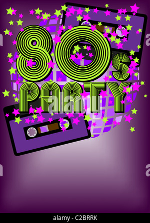 Retro-Party Hintergrund - Audio-Kassette auf mehrfarbiger Hintergrund Stockfoto