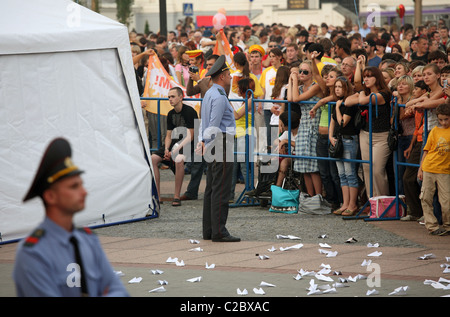 Ein open Air Konzert auf dem Sowjetskaja Platz, Grodno, Belarus Stockfoto