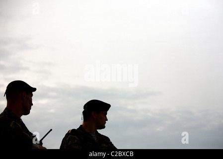 Mitglieder der Miliz Spezialkräfte, Grodno, Belarus Stockfoto