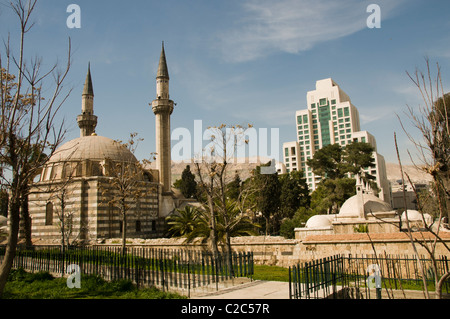 Vier Jahreszeiten Hotel und Takiyya als Suleimaniyya eine türkische Stil Moschee Damaskus Stadt Stadt Syrien syrische Stockfoto