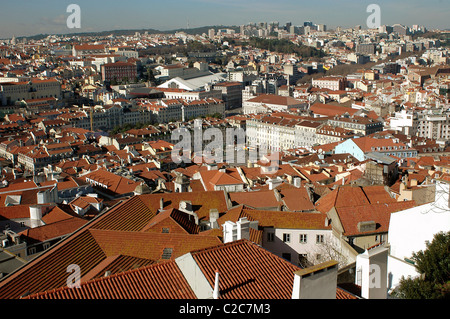 Überblick über Rossio Bereich von Castelo de São Jorge, Lissabon. Portugal Stockfoto