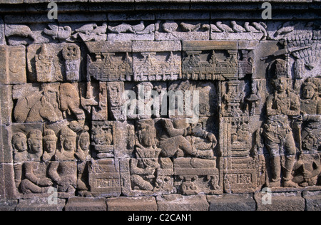 Relief, Borobudur, Magelang Regency, Indonesien, Asien Stockfoto