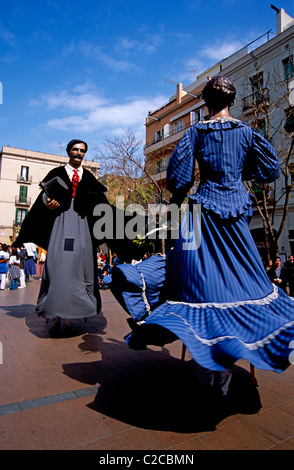 Tanzende Giganten, Placa del Sol, Gracia, Barcelona, Katalonien, Spanien, Europa Stockfoto